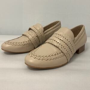 Matisse Shoes Women 9M Cream Leather Breaded Edith Loafer Slip-On 1" in Heel